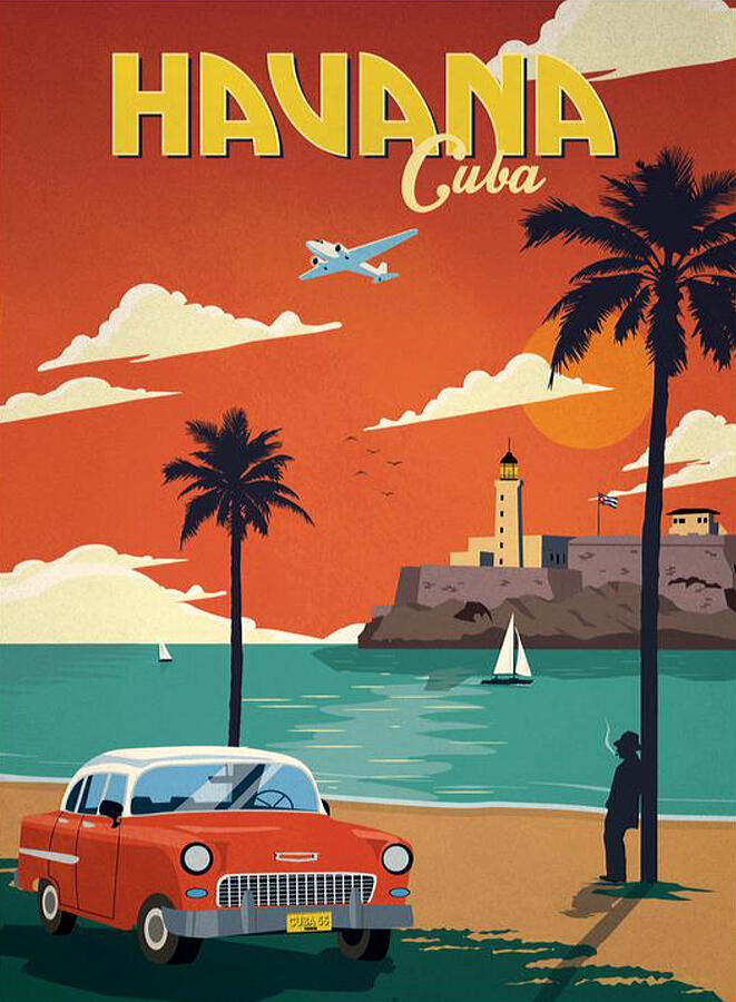 Vintage Digital Art - Vintage Travel Poster - Havana Cuba by Lawrence Miller