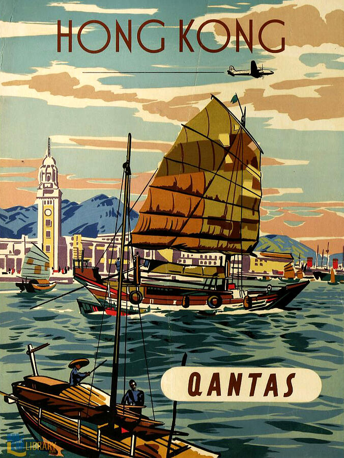 Hong Kong Digital Art - Vintage Travel Poster - Hong Kong by Lawrence Miller