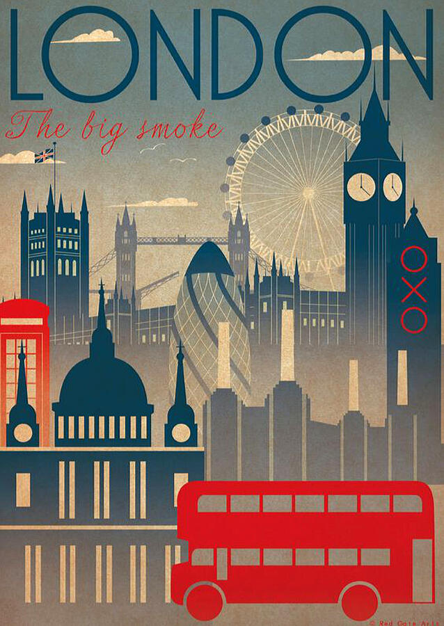 London Digital Art - Vintage Travel Poster - London, England by Lawrence Miller