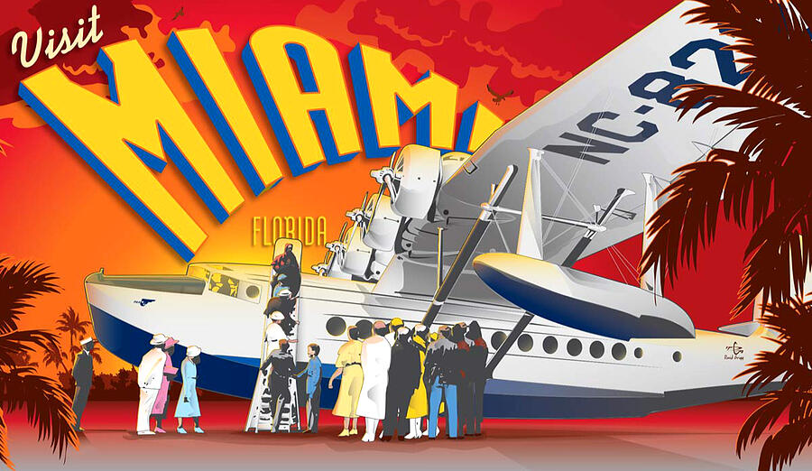 Vintage Digital Art - Vintage Travel Poster - Miami by Lawrence Miller