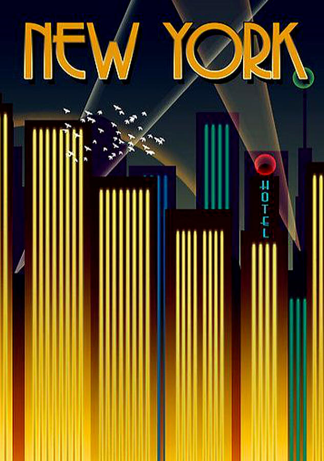 Skyscraper Digital Art - Vintage Travel Poster - New York City by Lawrence Miller