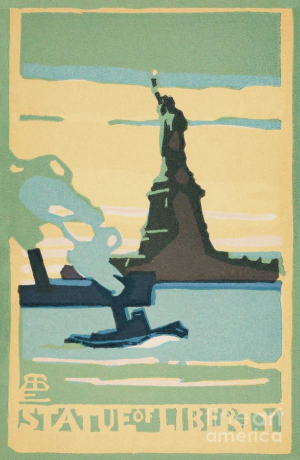 Vintage Travel Poster Statue of Liberty New York Rachael Elmer Mixed Media by Kithara Studio