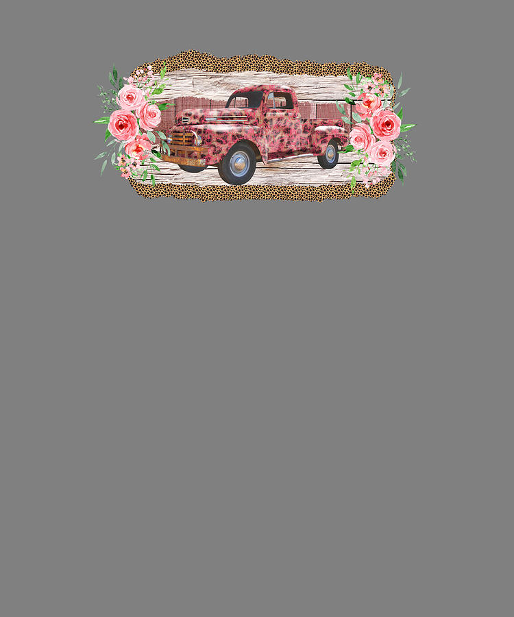Vintage Trucks Vintage Leopard Print Pink Pickup Truck Digital Art By Stacy Mccafferty