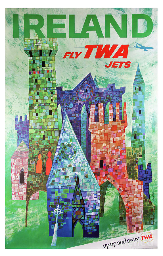 Vintage Painting - Vintage TWA Visit Ireland Poster by Lightworks