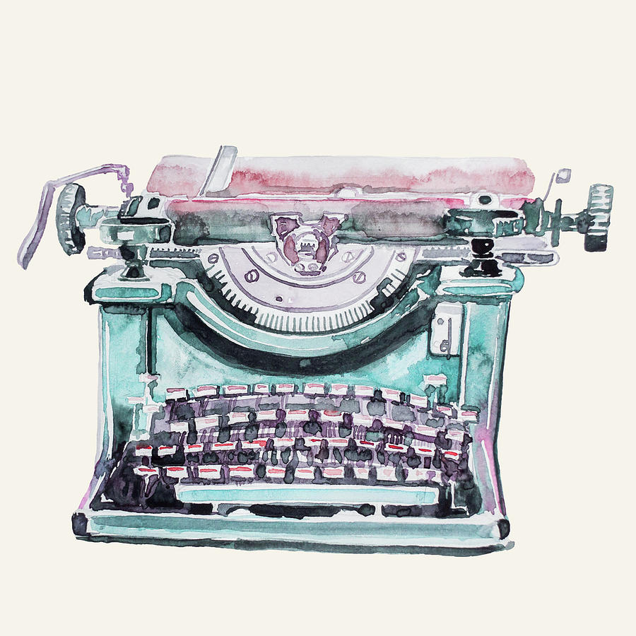 Vintage Typewriter Watercolor III Painting by Ink Well