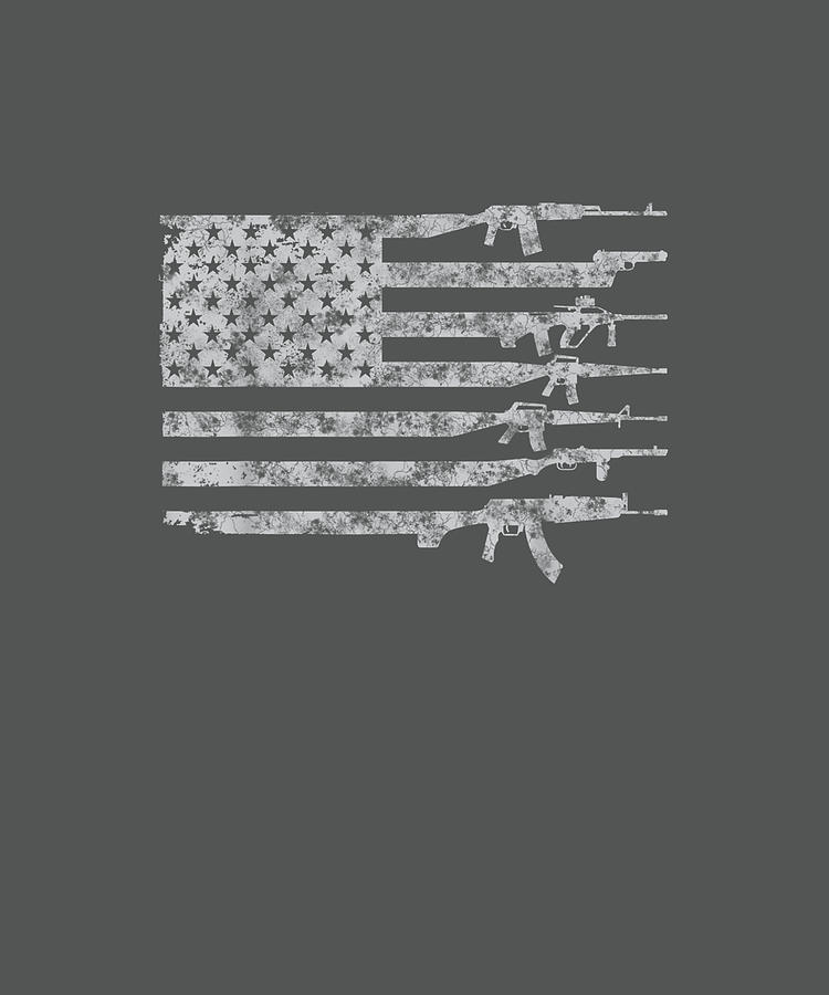 Vintage Usa American Flag Pro Gun Retro Tee For Gun-owners Drawing by ...