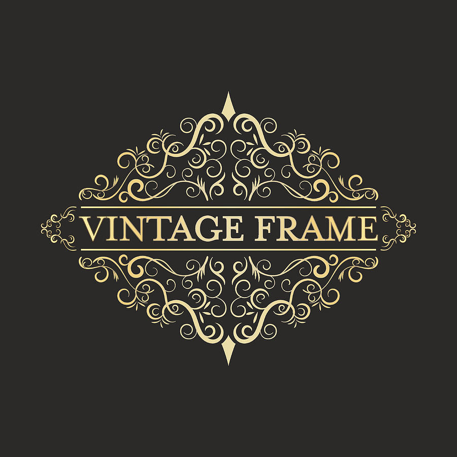 Vintage vector golden frame in vintage style. Calligraphic design. Drawing by Ftotti1984