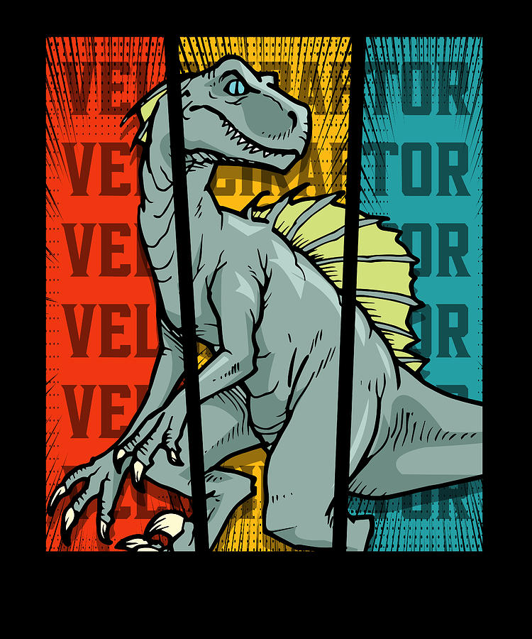 Vintage Velociraptor Dino Retro Dinosaur Digital Art by Digitalmoments ...