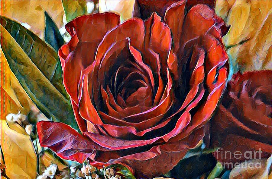 Vintage Velvet Rose Painting by Judy Palkimas