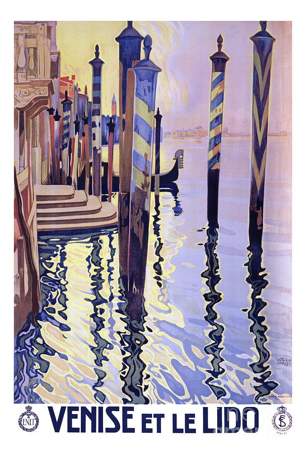 Vintage Mixed Media - Vintage Venice, Italy, travel poster by the Italian tourist board in French by Luminosity