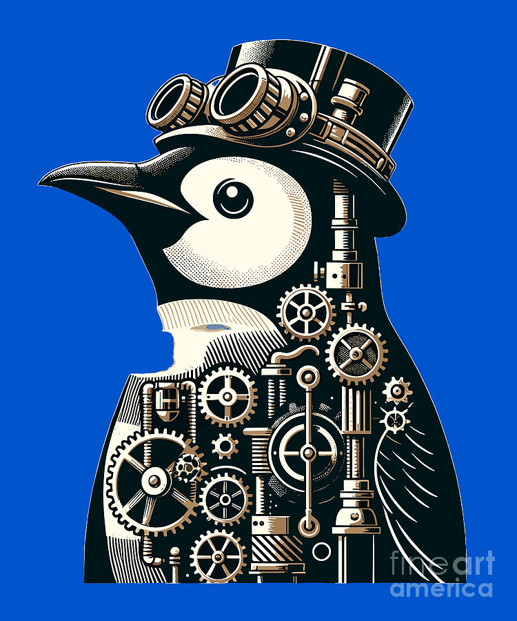 Vintage Victorian Steampunk Penguin Lover Gift Digital Art by Martin Hicks