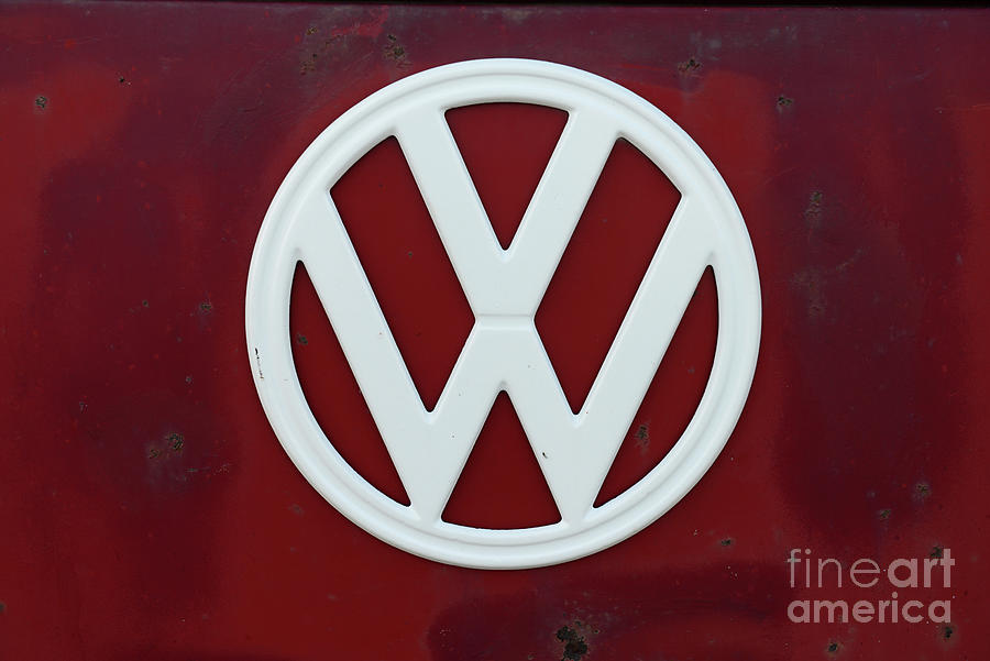 Vintage VW Camper Van Badge red and White Photograph by Paul Ward