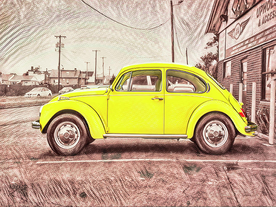 Vintage VW Series - Yellow Photograph by Bellesouth Studio