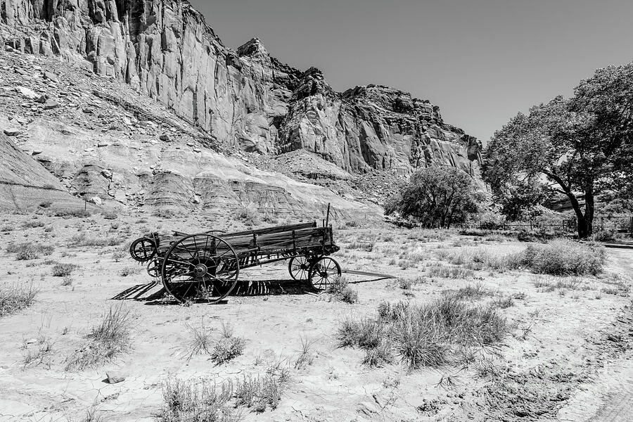 Vintage Wagon Capitol Reef National Park Grayscale Photograph by Jennifer White Vintage Wagon Capitol Reef National Park Grayscale Photograph by Jennifer White