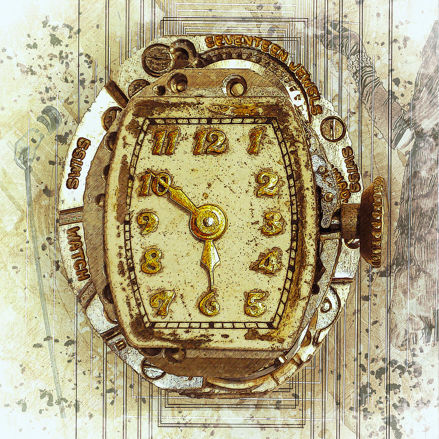 Vintage Watch Digital Art by Anthony Ellis