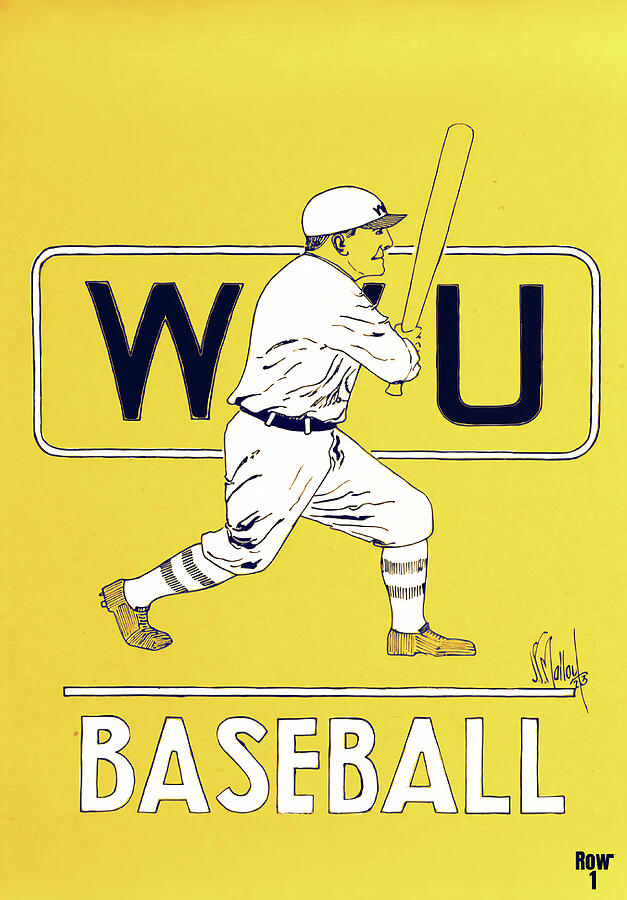 Vintage West Virginia Baseball Art Mixed Media by Row One Brand
