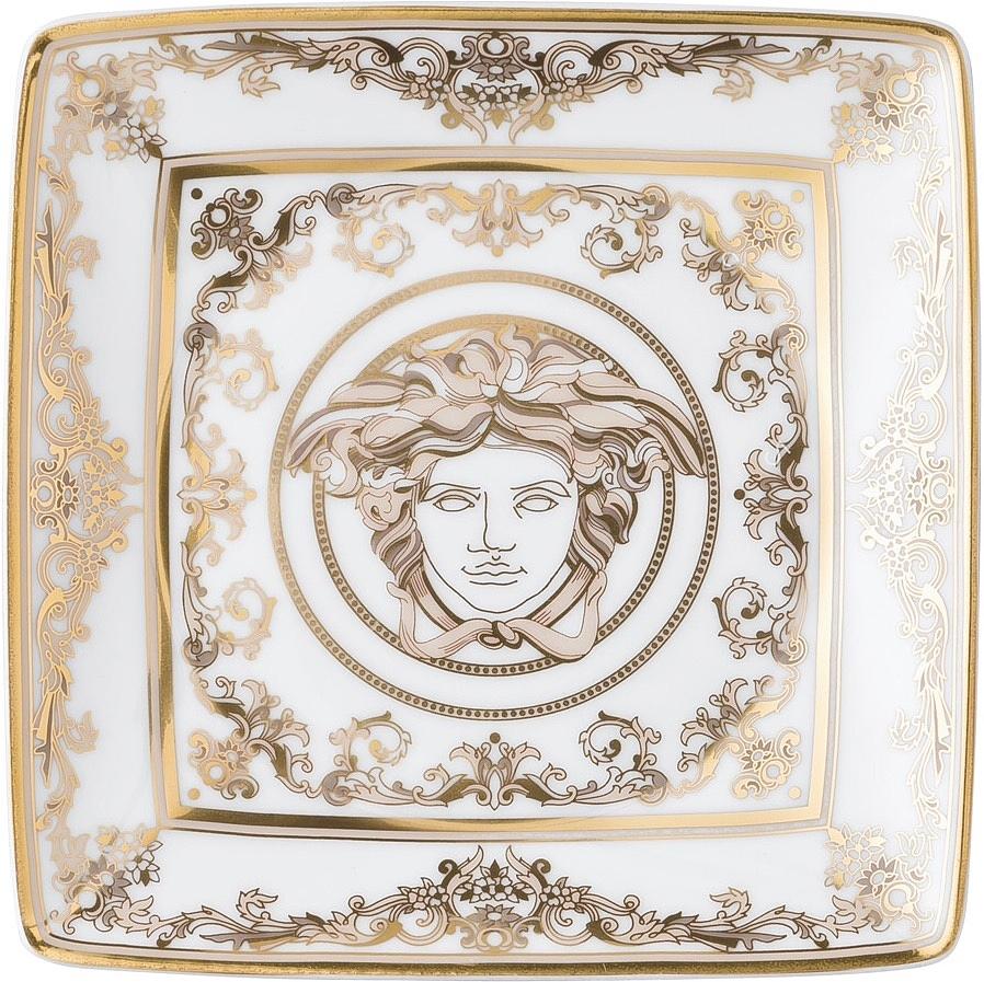 Vintage White on Gold Filagree Square Tapestry - Textile by Versace