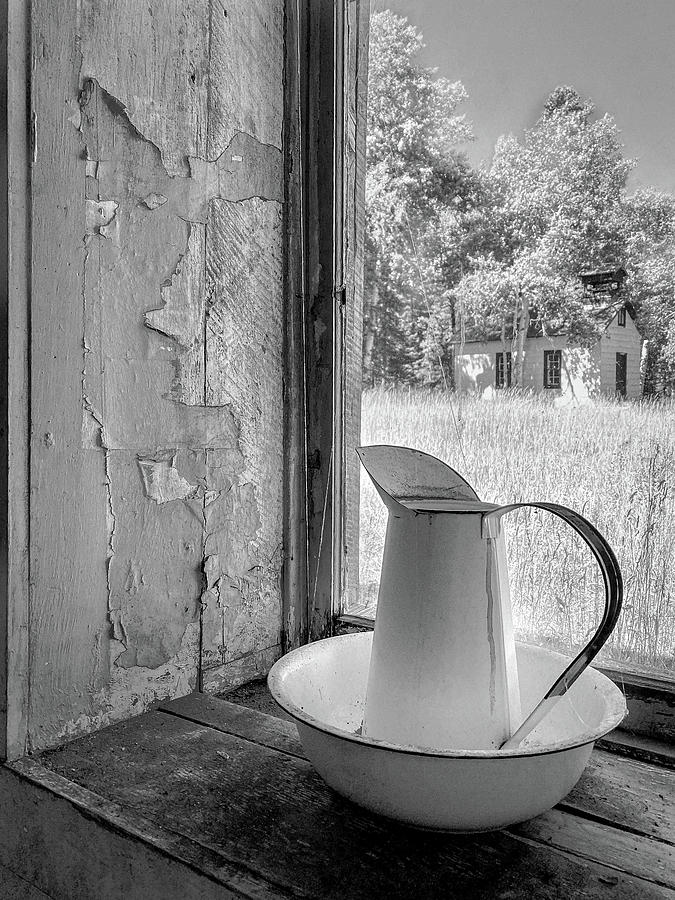 Vintage White Pitcher and Bowl Photograph by Debra Martz