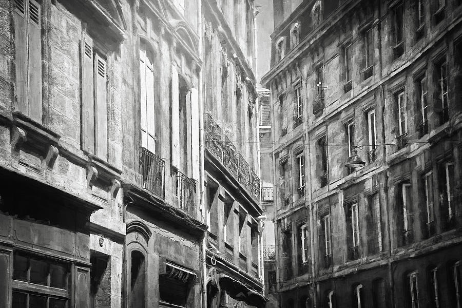 Vintage Windows of Bordeaux France Black and White Photograph by Carol Japp