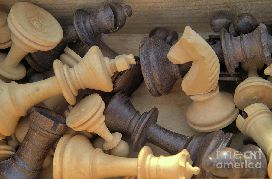 Vintage Wooden Chess Pieces Photograph by Kae Cheatham