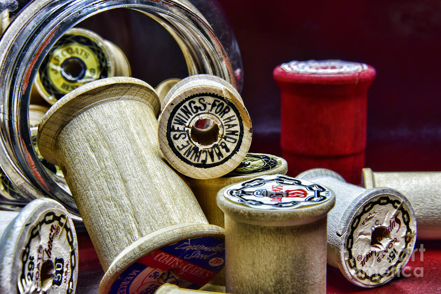 Vintage Wooden Sewing Spools Photograph by Paul Ward - Fine Art America