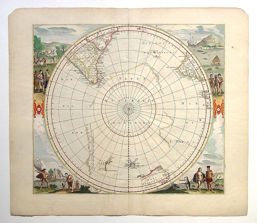 Vintage World Map Australis Incognita Photograph by Gianfranco Weiss