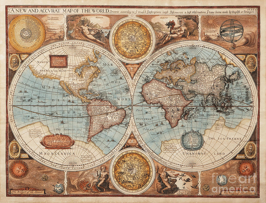 Vintage World Map Digital Art by Unknown - Fine Art America