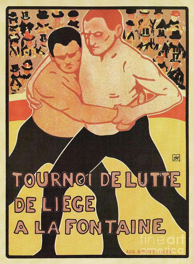  Vintage wrestling tournament advertising Drawing by Heidi De Leeuw