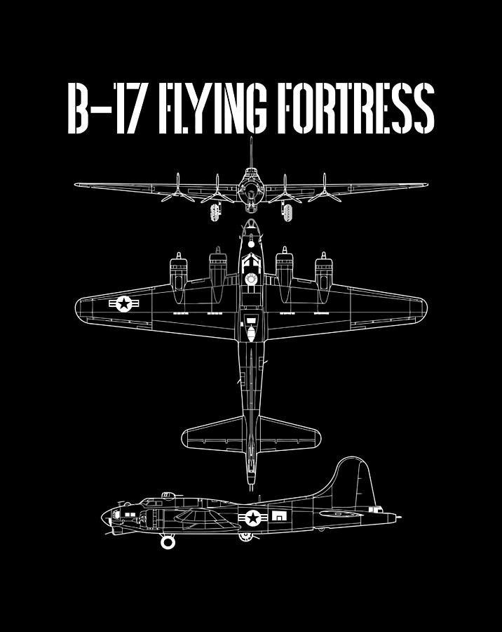 Vintage Ww2 B-17 Flying Fortress Airplane Schematic Digital Art By ...