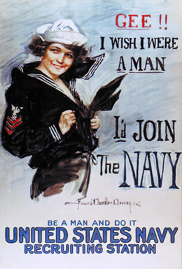 Vintage WWI US Navy Recruiting Poster Painting by Hughes Rogers | Pixels