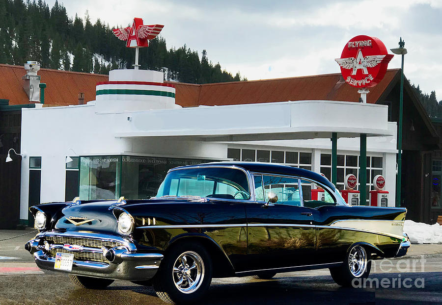 Vintage Flying A Station and 1957 Chevrolet Photograph by Doug Gist