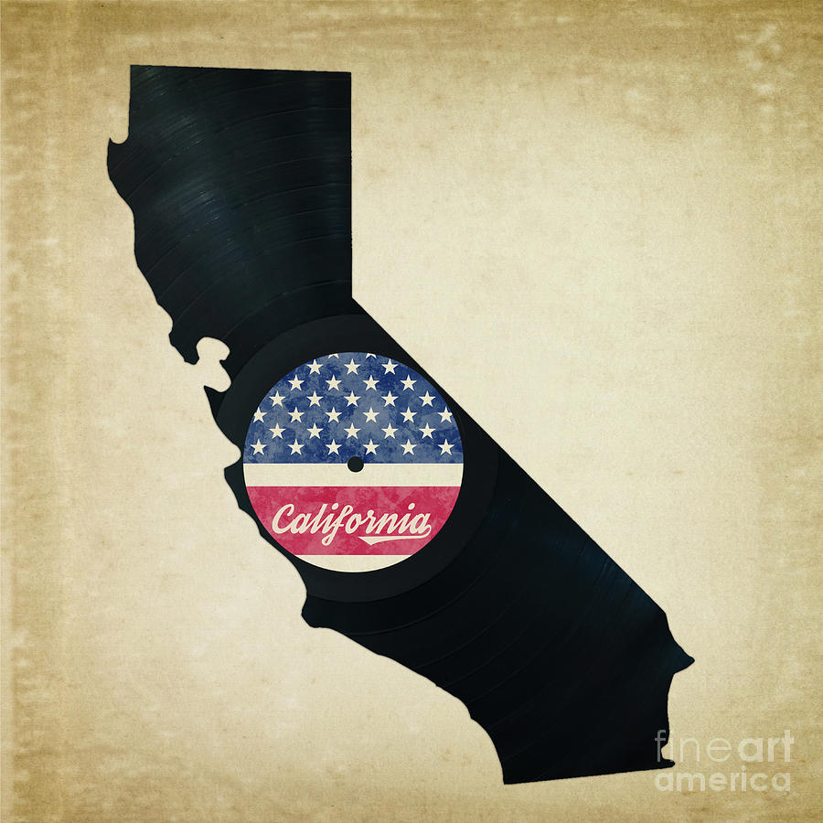 Vinyl California map Photograph by Delphimages Map Creations