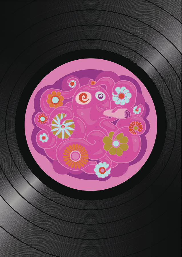 Vinyl Flower-power Turntable Drawing by Axllll