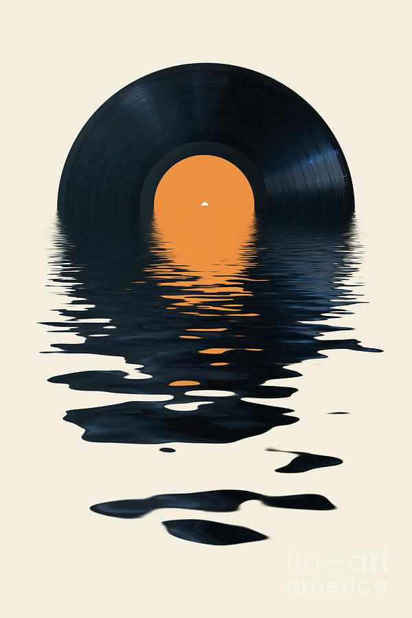 Music Photograph - Vinyl record sunset by Delphimages Photo Creations