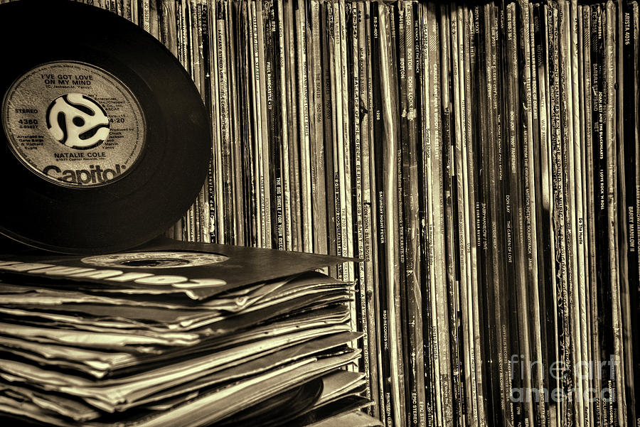 Vinyl Records and in sepia Photograph by Paul Ward -