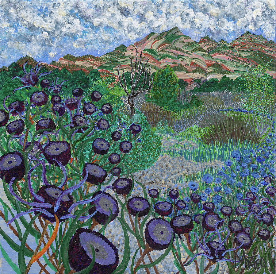 Violet afternoon in the city of angels.  Santa Susana Pass, Los Angeles. Painting by ArtStudio Mateo