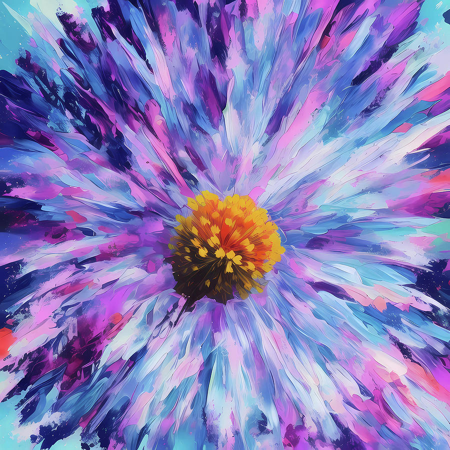 Violet Blue Aster Digital Art by Regina Valluzzi