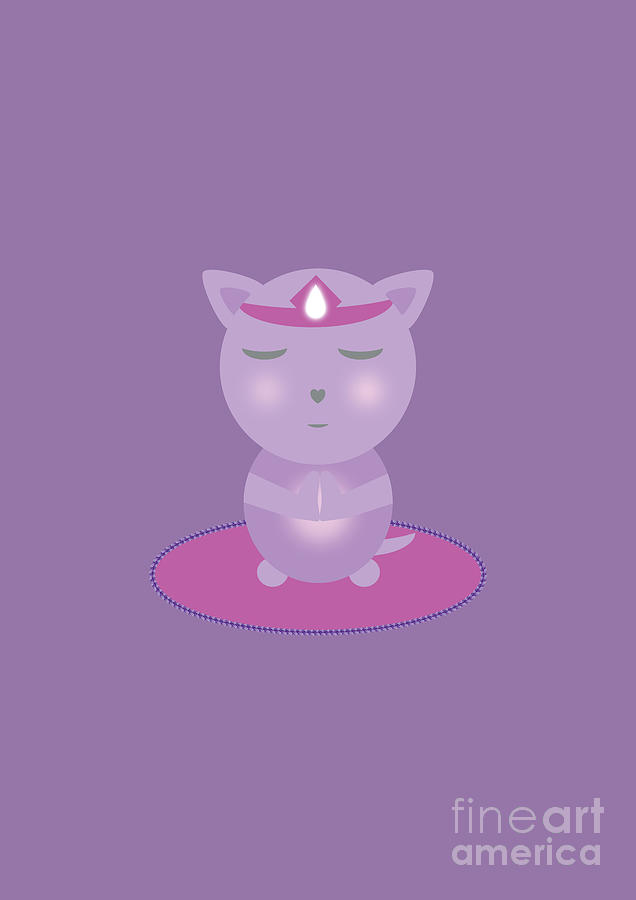 Violet Cat Meditating On The Mat Digital Art by Barefoot Bodeez Art