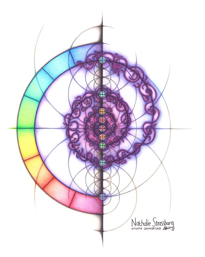 Violet Flame Spectrum Geometry Art Drawing by Nathalie Strassburg