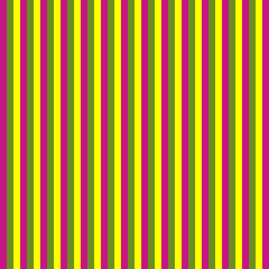 Abstract Digital Art - Violet, Green, and Yellow Colored Lines/Stripes Pattern by Aponx Designs