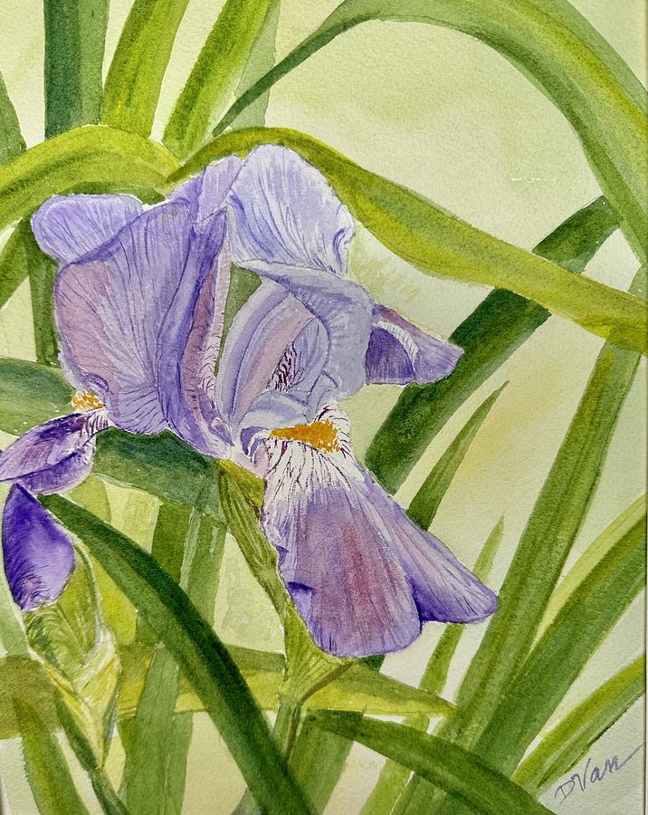 Violet Iris Painting by Denise Van Deroef