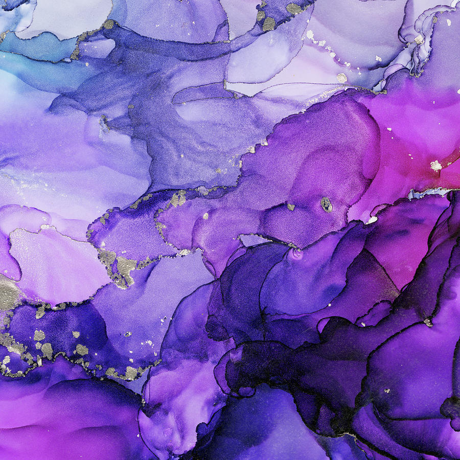 Abstract Painting - Violet Magenta Chrome Ink by Olga Shvartsur