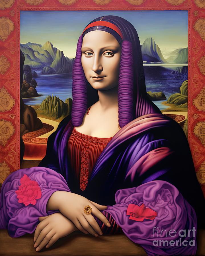 Violet Majesty The Mona Lisa Reimagined Painting by Vincent Monozlay
