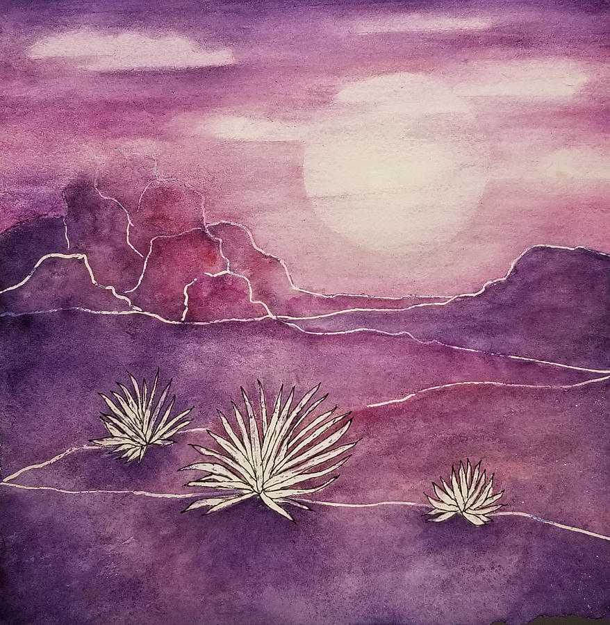 Violet Moon Mixed Media by Terry Ann Morris