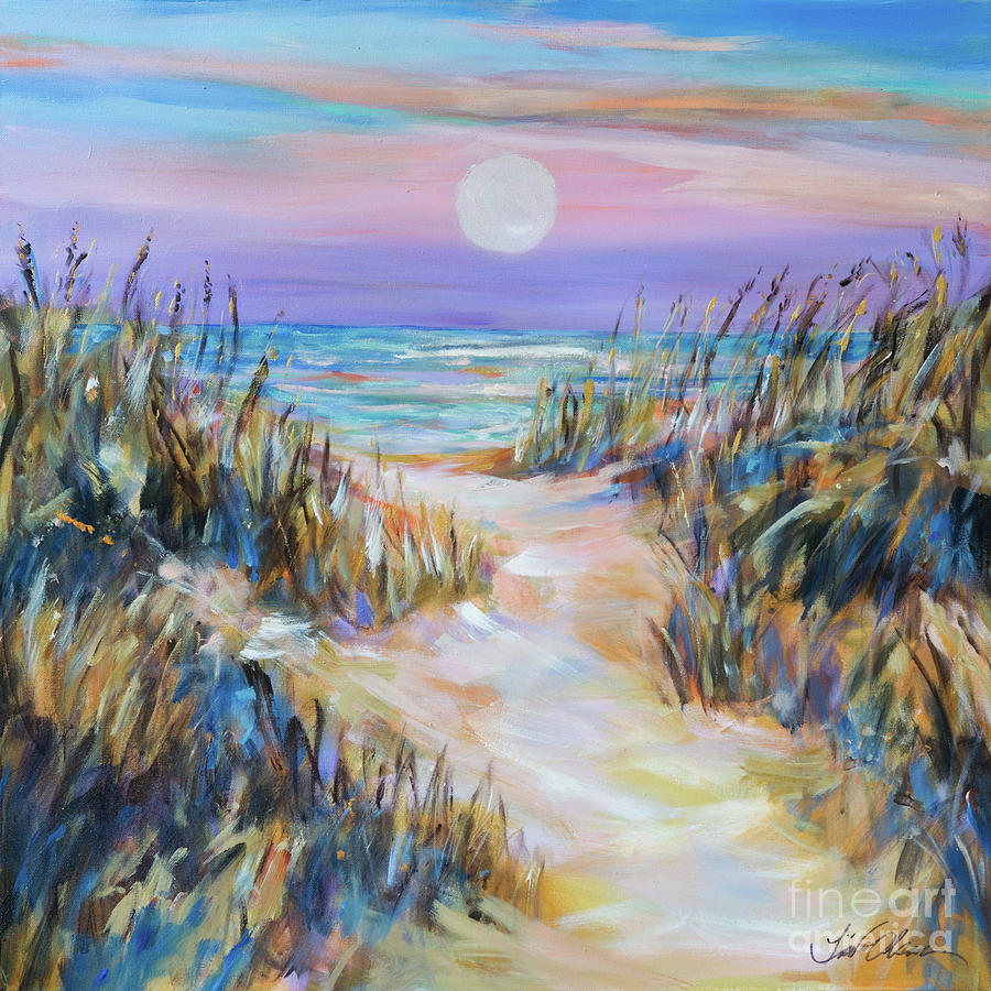 Violet Moonrise Painting by Linda Olsen