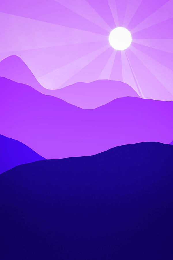 Violet Mountain Landscape at Sunset Abstract Minimalism Digital Art by Matthias Hauser