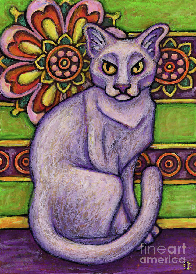 Violet. The Hauz Katz. Cat Portrait Painting Series. Painting by Amy E Fraser