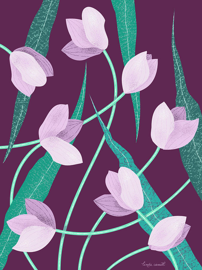 Violet Tulip Meander Digital Art by Linda Carruth