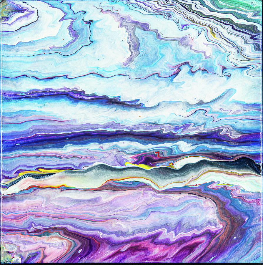 Violeta - Colorful Flowing Liquid Marble Abstract Contemporary Acrylic Painting Digital Art by Sambel Pedes