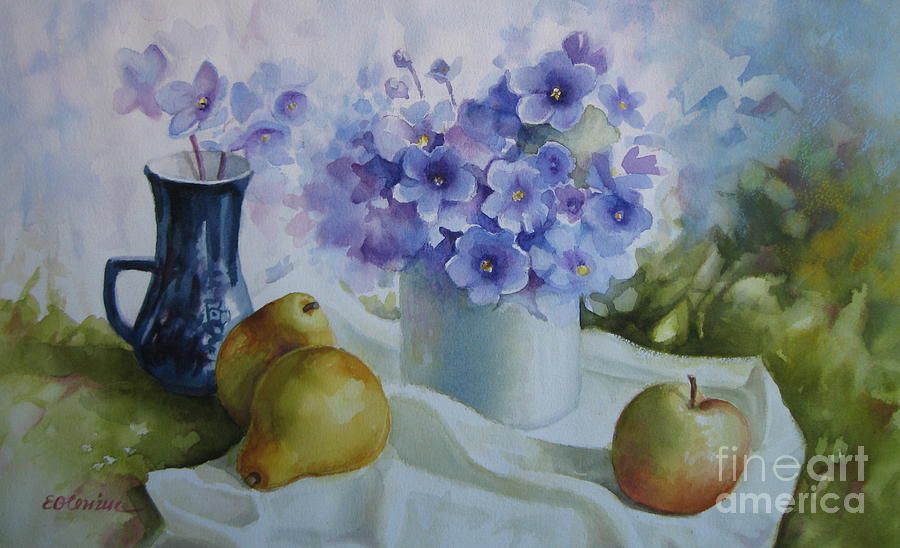 Violetes Painting by Elena Oleniuc